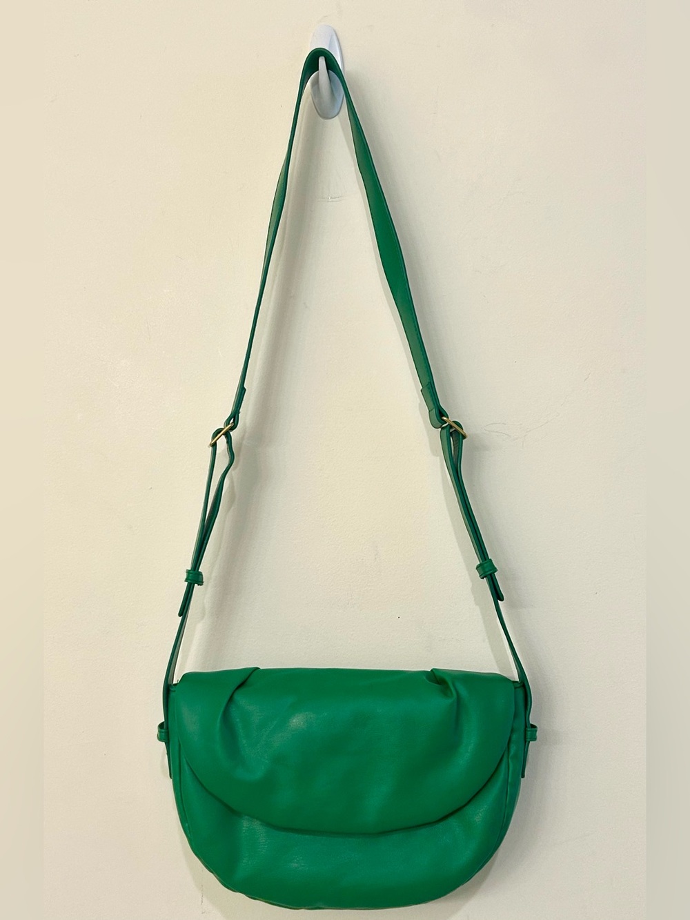 Free People Green Coney Vegan Crossbody, Soft Padded Crescent-Shaped Bag